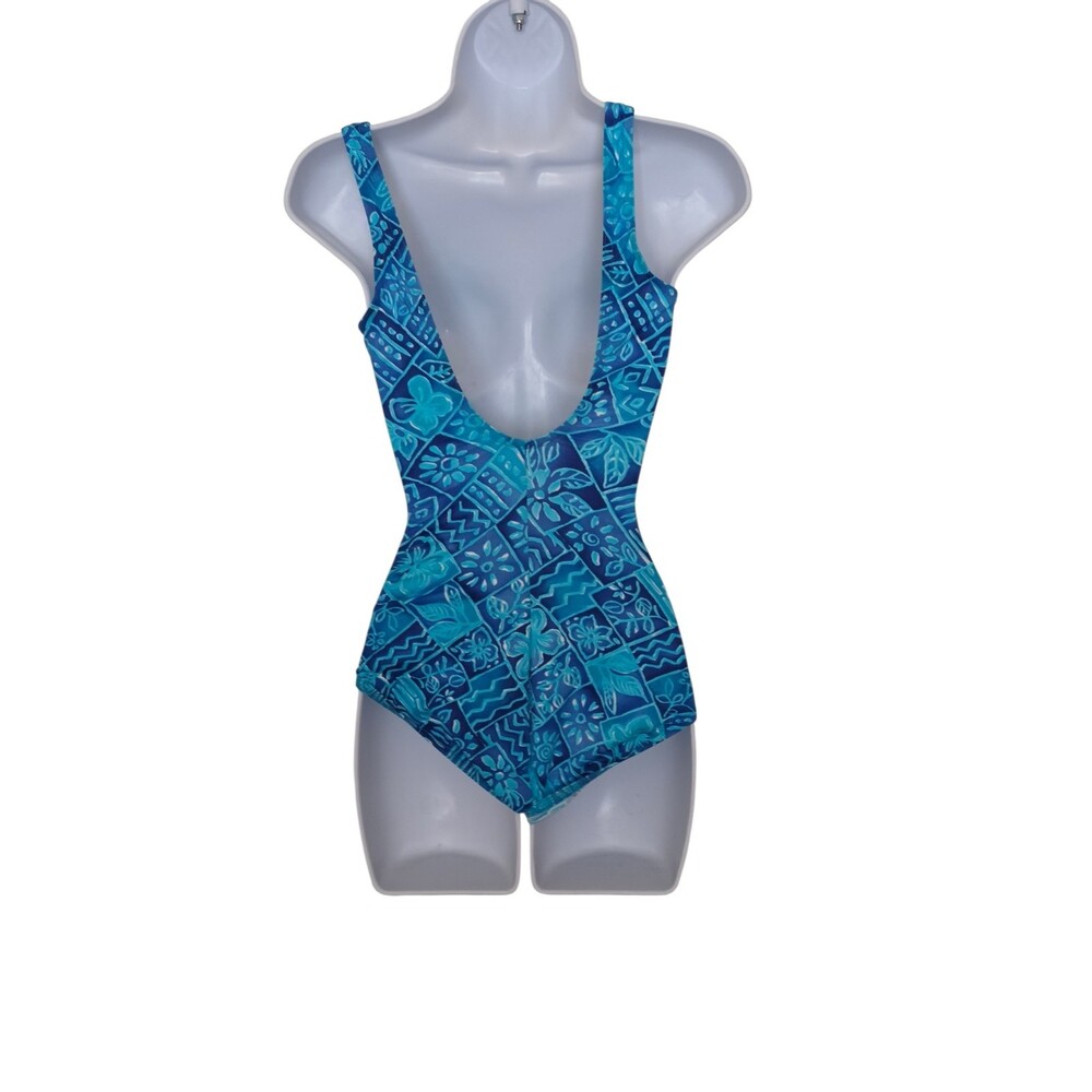 Vintage Lands' End One Piece Swimsuit blue floral Size 6 Long - Picture 3 of 6